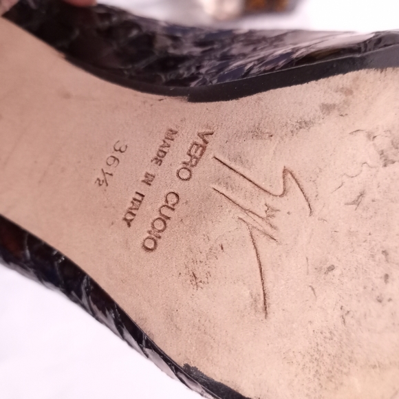 GIUSEPPE ZANOTTI Snake Print Peep-Toe Heels - Picture 6 of 9